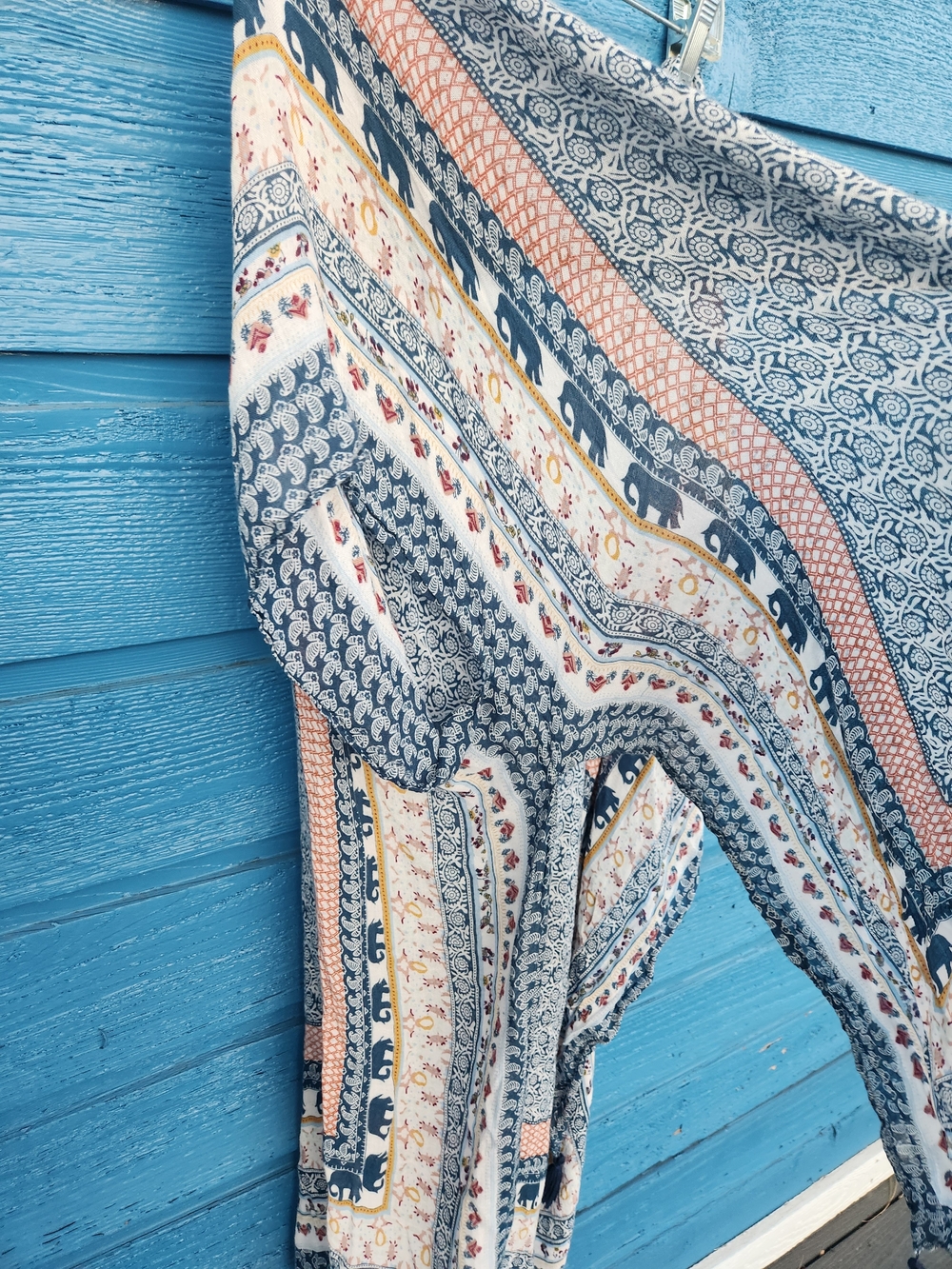 Shiraleah Blue and Coral Patterned Kaftan Cover-Up - Picture 6 of 6